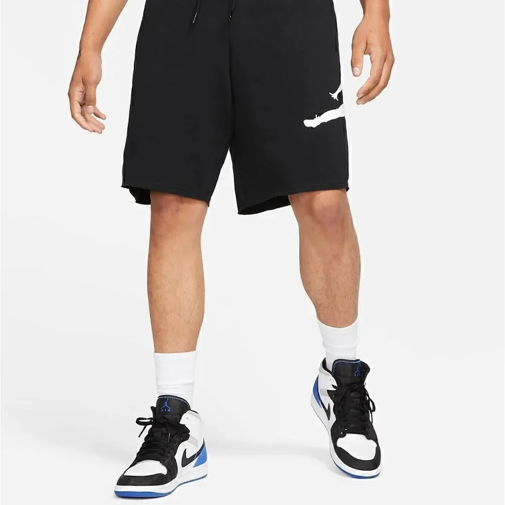 Air Jordan 1 3 4 5 6 8 11 13 14 Retro OG Jumpman Logo Fleece Shorts Black White